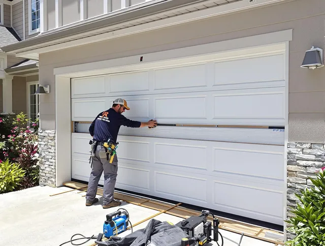 Hopkinton Garage Door Repair team performing complete garage door replacement at Hopkinton residence