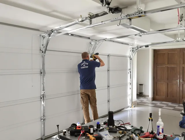 Hopkinton Garage Door Repair certified technician performing precision garage door repair in Hopkinton