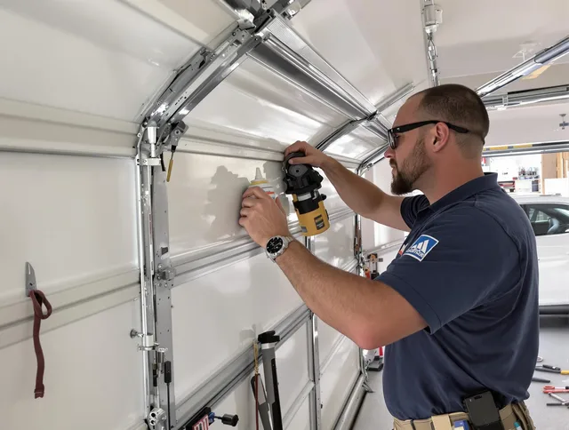 Hopkinton Garage Door Repair technician quieting a noisy garage door in Hopkinton