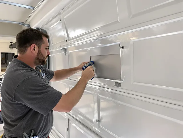 Garage door panel repair by Hopkinton Garage Door Repair in Hopkinton