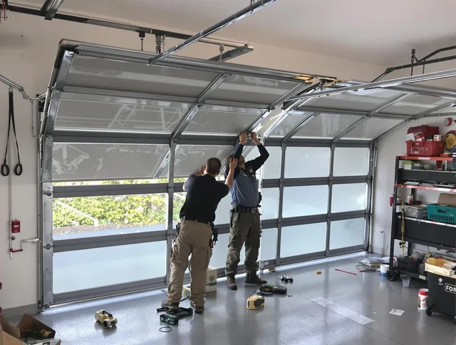 Hopkinton Garage Door Repair expert performing precise panel replacement on Hopkinton garage door